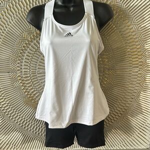White Adidas workout top